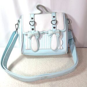 Hot Topic Pastel Blue Bunny Ear Crossbody Bag Sweet Society Blue & White Kawaii
